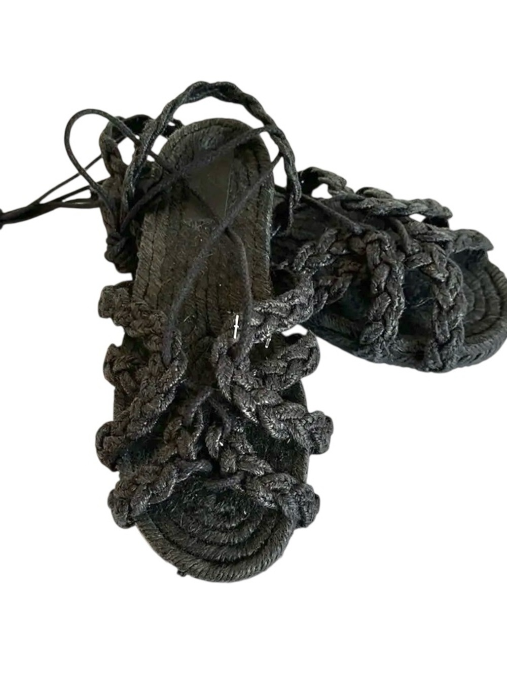 Zara Boho Braided Lace Up Gladiator Sandals Espadrille Flats Coastal Resort